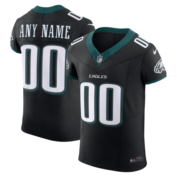 Philadelphia Eagles Black Alternate Vapor F.U.S.E. Elite Custom Jersey