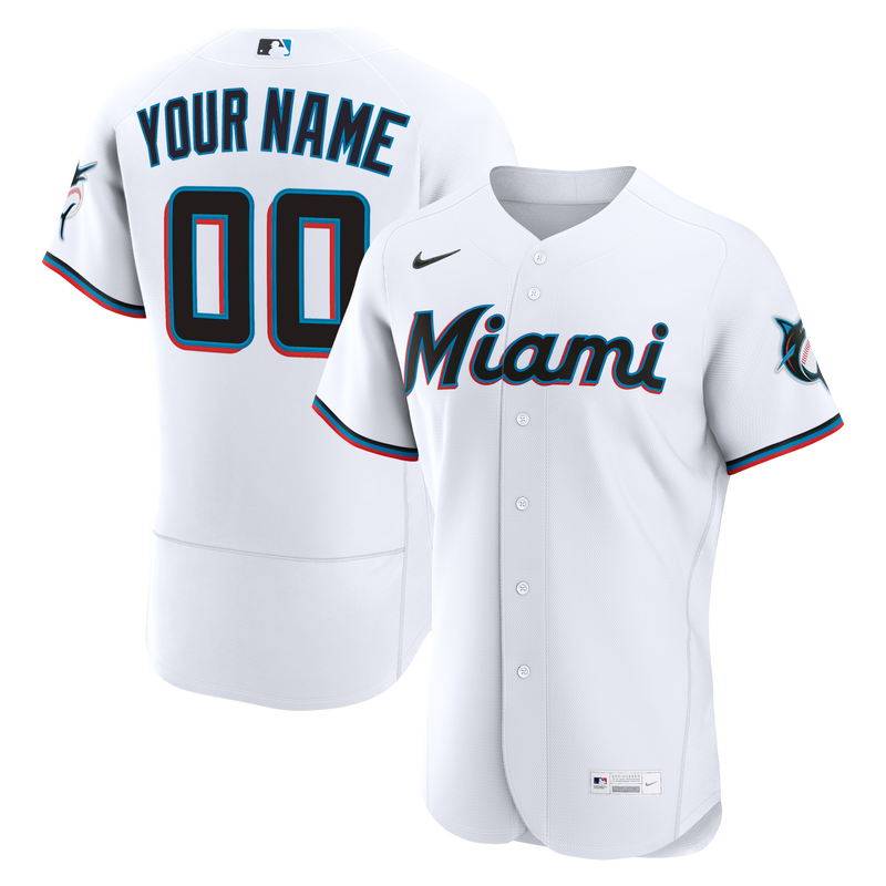 Miami Marlins White Home Authentic Custom Jersey