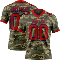 Custom Camo Red-Navy 3D Pattern Salute To Service Authentic Football Jersey