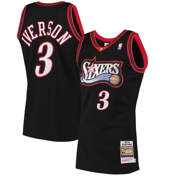 Allen Iverson Black Philadelphia 76ers 1997 Hardwood Classics Authentic Jersey