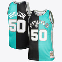 San Antonio Spurs David Robinson 1998 Split Swingman Jersey - Black/Teal