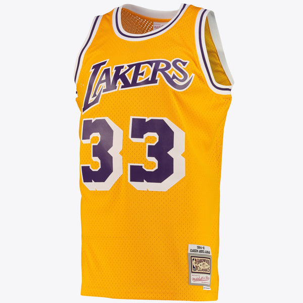 Los Angeles Lakers Kareem Abdul-Jabbar Road Swingman Jersey - Light Gold