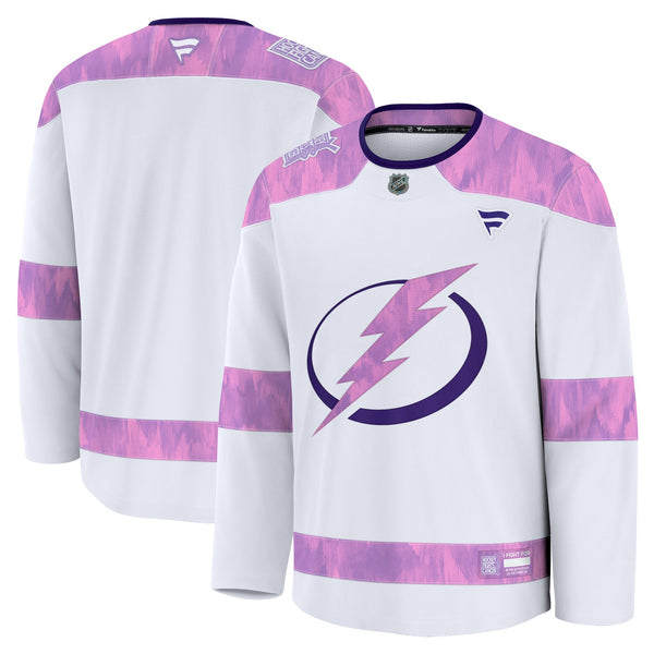 Tampa Bay Lightning White 2024 Hockey Fights Cancer Practice Jersey