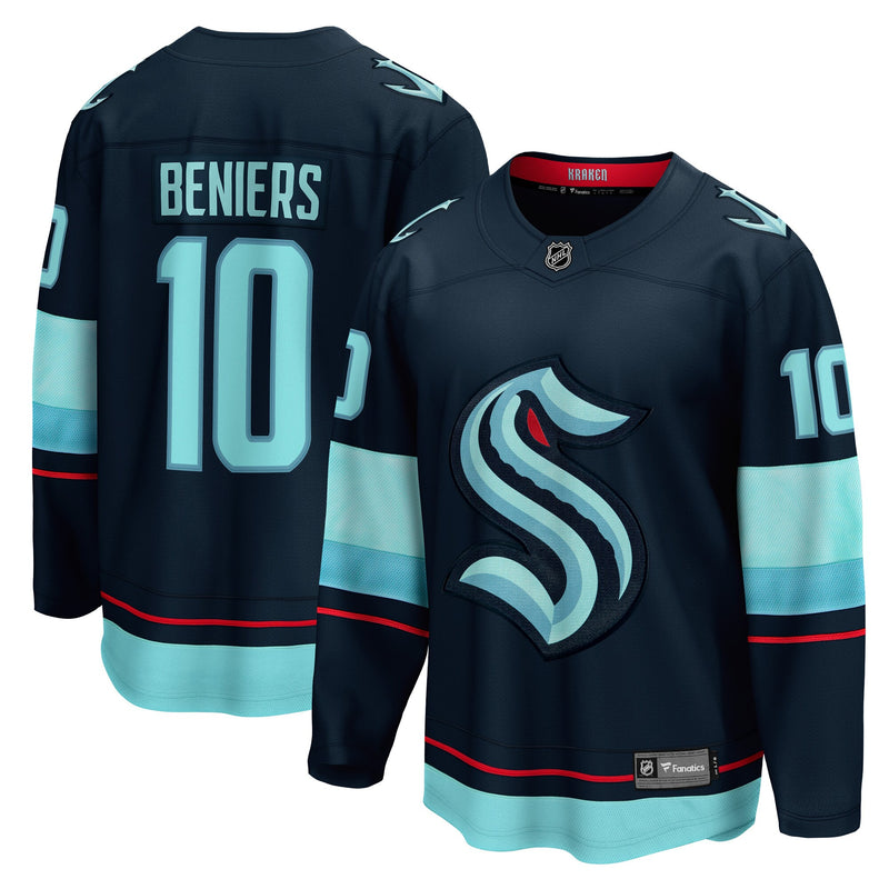 Seattle Kraken Matty Beniers Deep Sea Blue Premier Breakaway Player Jersey
