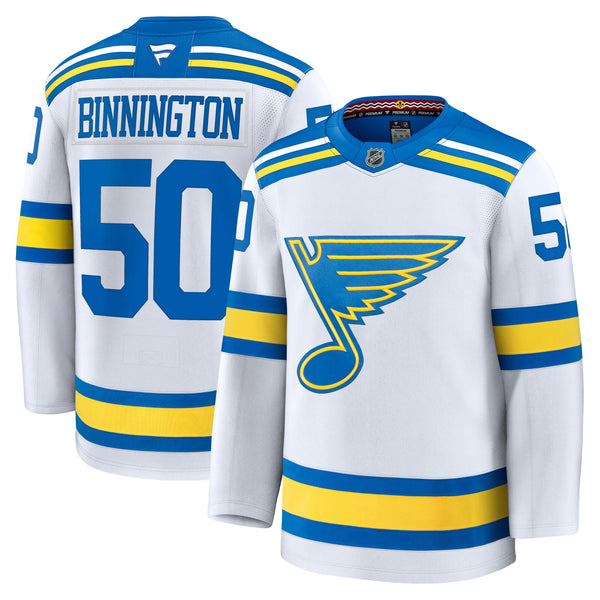 St. Louis Blues Jordan Binnington White Away Premium Player Jersey