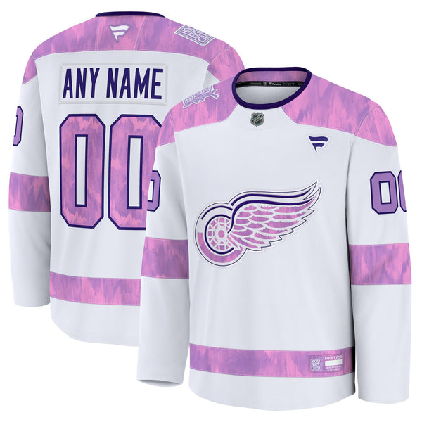 Detroit Red Wings White 2024 Hockey Fights Cancer Custom Practice Jersey