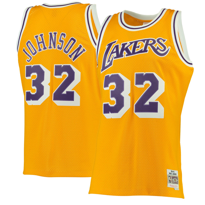 Magic Johnson Gold Los Angeles Lakers 1984-85 Hardwood Classics Swingman Jersey