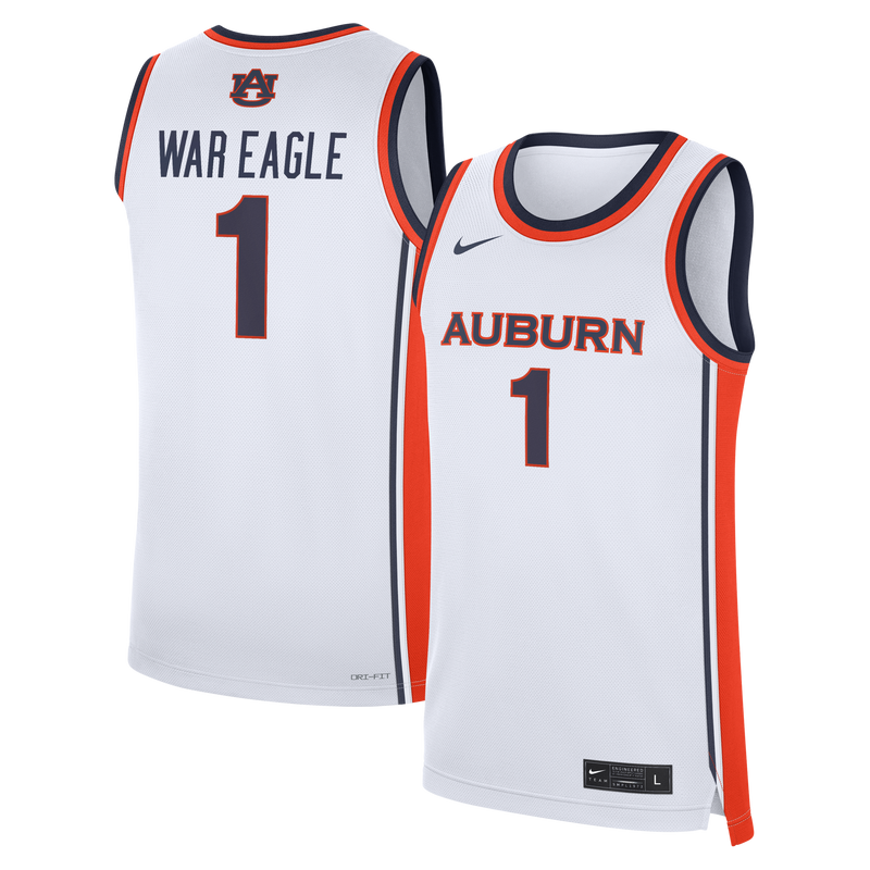 White Auburn Tigers #1 Home War Eagle Replica Basketball Jersey