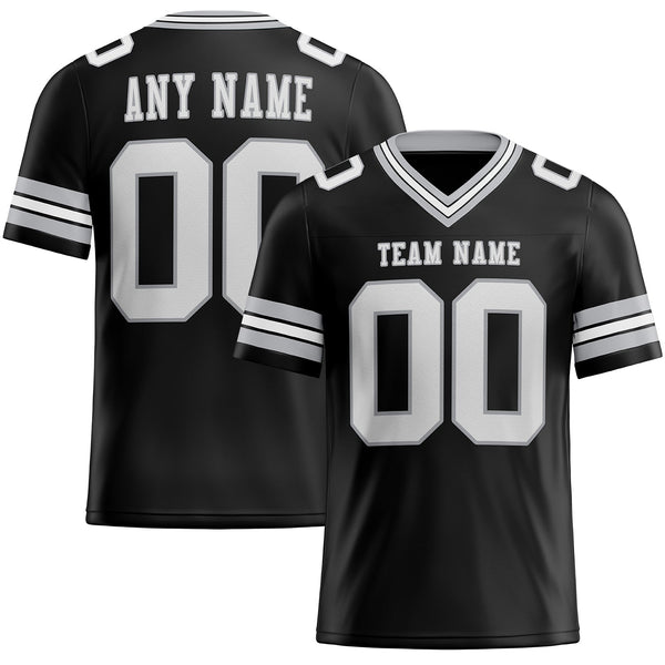 Custom Black White-Gray Authentic Football Jersey