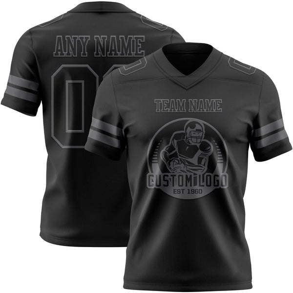 Custom Black Steel Gray Authentic Football Jersey