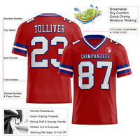 Custom Red White-Royal Authentic Football Jersey