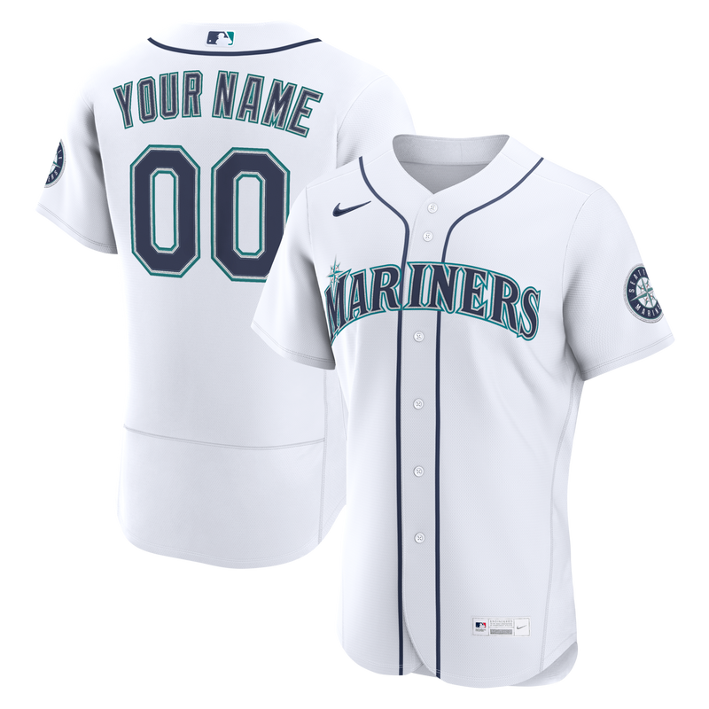 Seattle Mariners White Home Authentic Custom Jersey