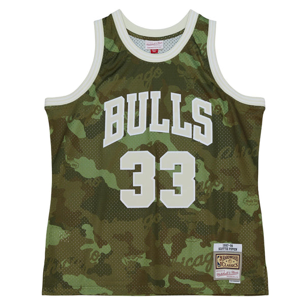 Chicago Bulls NBA Scottie Pippen 1997 Ghost Green Camo Swingman Jersey