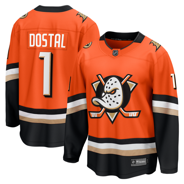 Anaheim Ducks Lukas Dostal Orange Home Breakaway Jersey