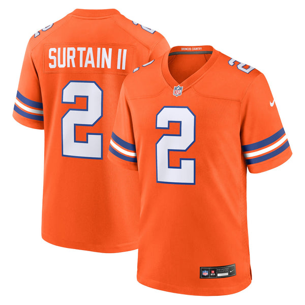 Denver Broncos Patrick Surtain II Orange Mile High Collection 1977 Throwback Player Game Jersey
