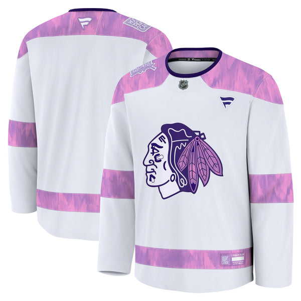 Chicago Blackhawks White 2024 Hockey Fights Cancer Practice Jersey