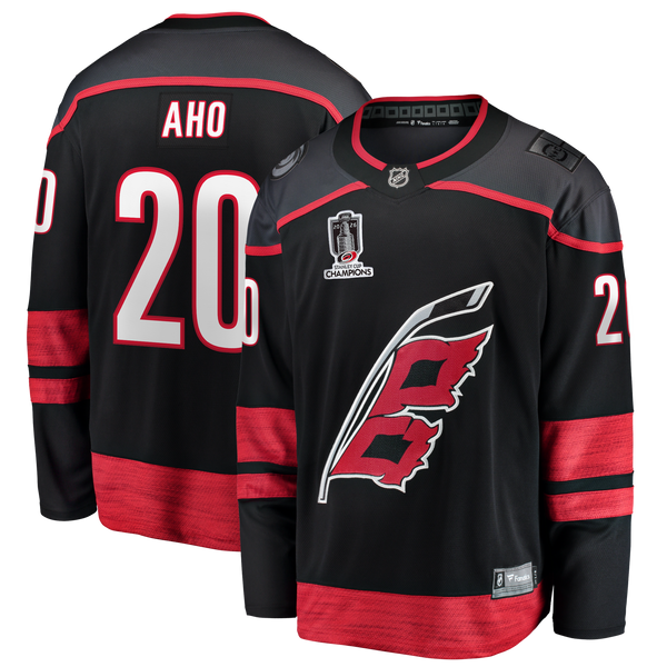 Carolina Hurricanes Sebastian Aho Black 2026 Stanley Cup Champions Home Breakaway Jersey