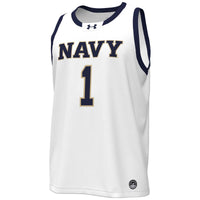 White Navy Midshipmen #1 Replica Basketball Jersey
