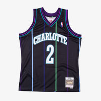 Charlotte Hornets Larry Johnson 1992 Reload Swingman Authentic Jersey - Black