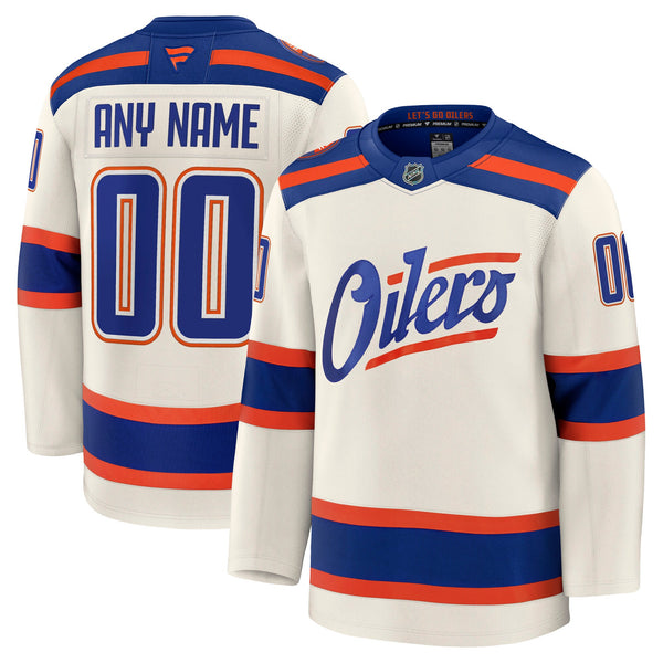 Edmonton Oilers Light Beige Alternate Premium Custom Jersey