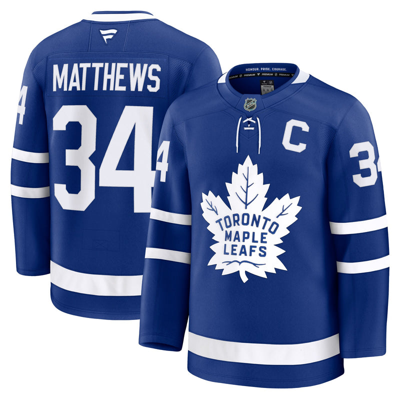 Toronto Maple Leafs Auston Matthews Blue Captain Patch Home Premium Jersey