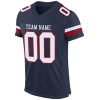 Custom Navy White-Red Mesh Authentic Football Jersey
